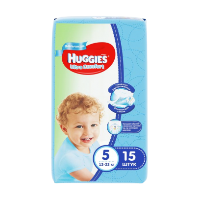 Huggies Ultra Comfort N5 մանկական տակդիրներ տղա երեխայի համար, 56հատ (12-22կգ)